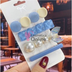 Clema pentru par metalica AGF013MM - Auriu cu Perle si Strasuri, Set 4 bucati